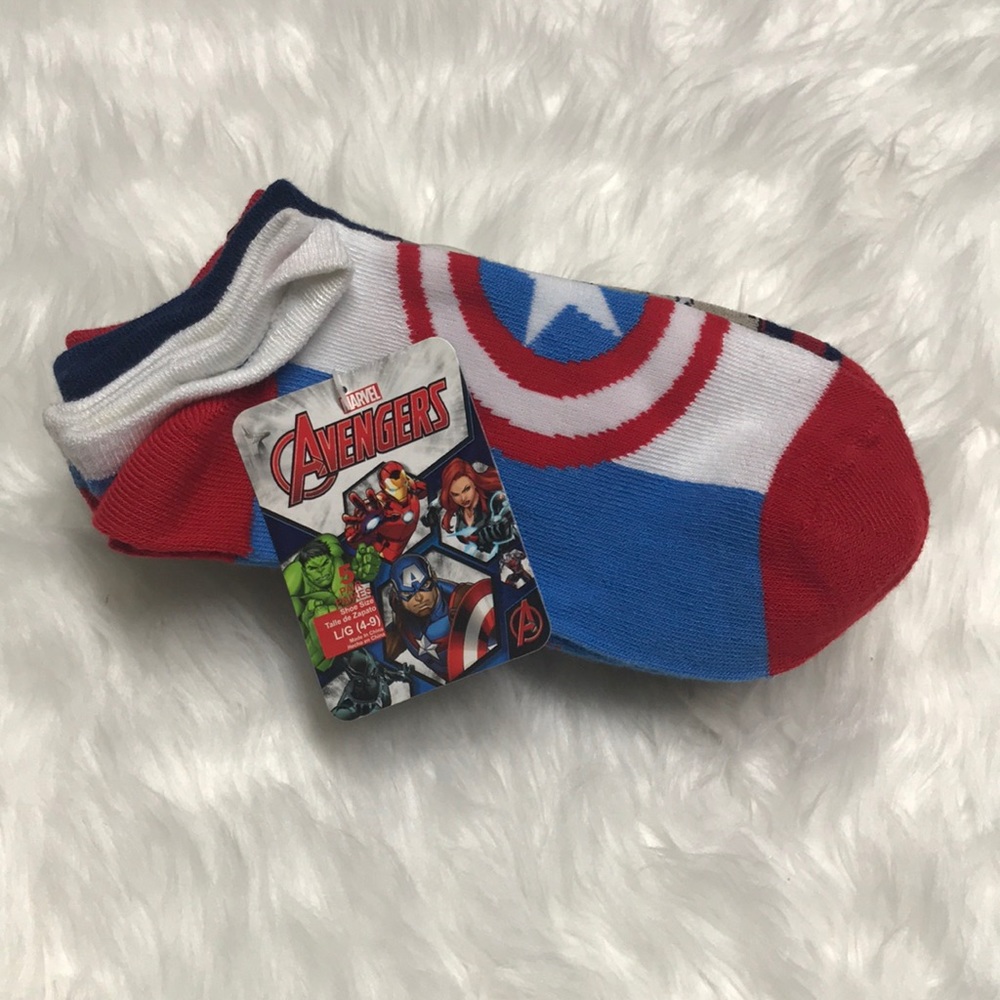 Marvel Avengers no show socks 5 pairs Large 4-9 - Picture 2 of 4